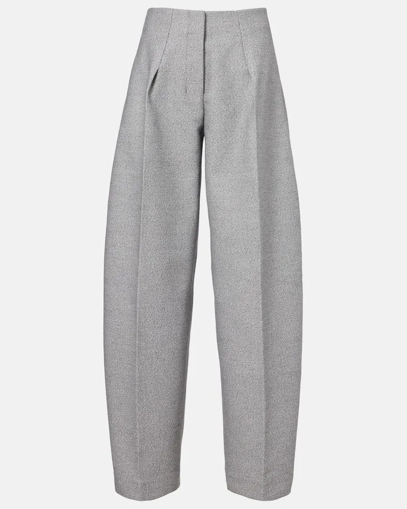Jacquemus Weite Hose Curvo aus Baumwolle und Wolle Grau