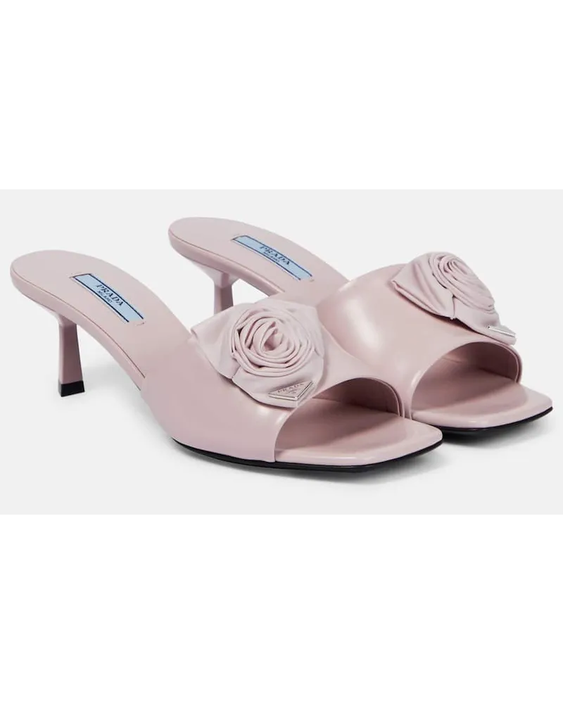 Prada Pantoletten aus Leder Pink
