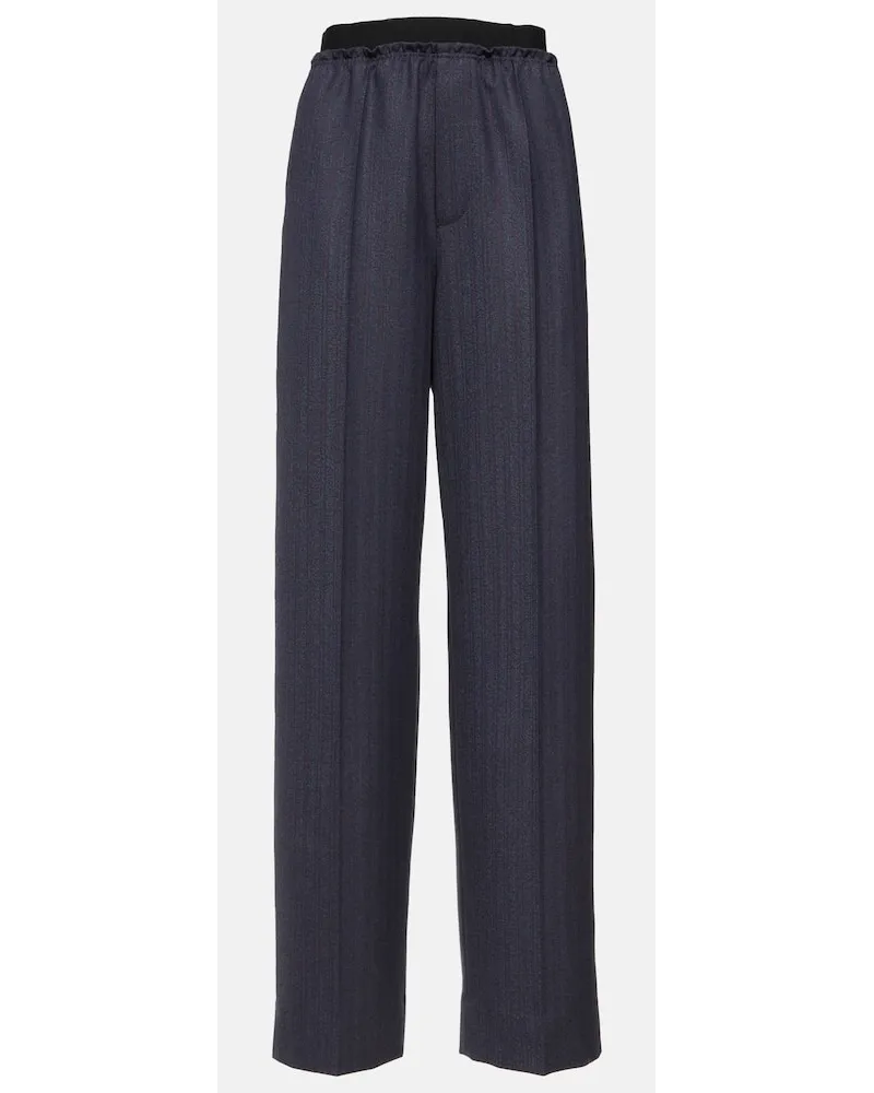 Bottega Veneta Gerade High-Rise-Hose aus Wolle Blau