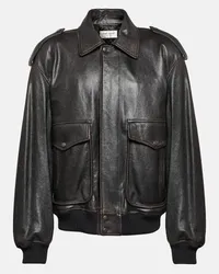 Saint Laurent Lederjacke Braun