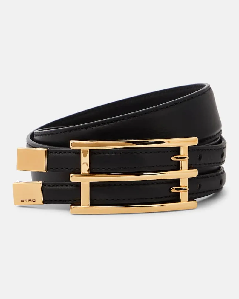 Etro Gürtel Double Buckle aus Leder Schwarz