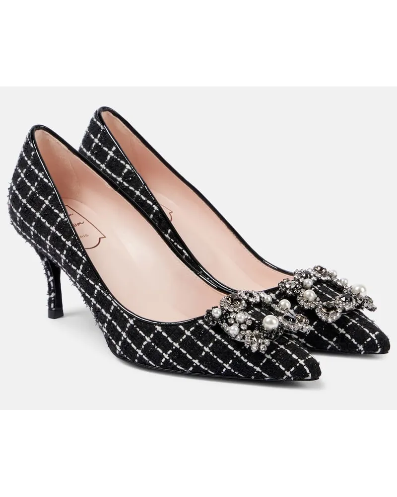 Roger Vivier Pumps Flower Strass 65 aus Boucle mit Leder Schwarz