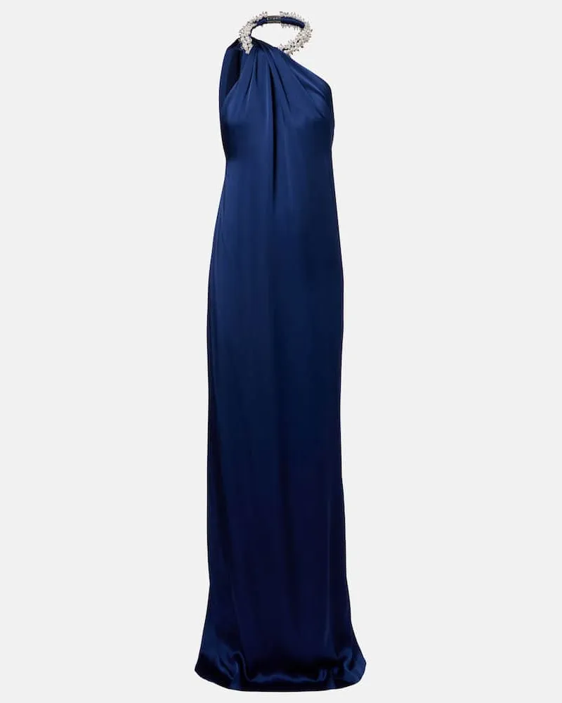 Stella McCartney Verzierte Robe aus Satin Blau