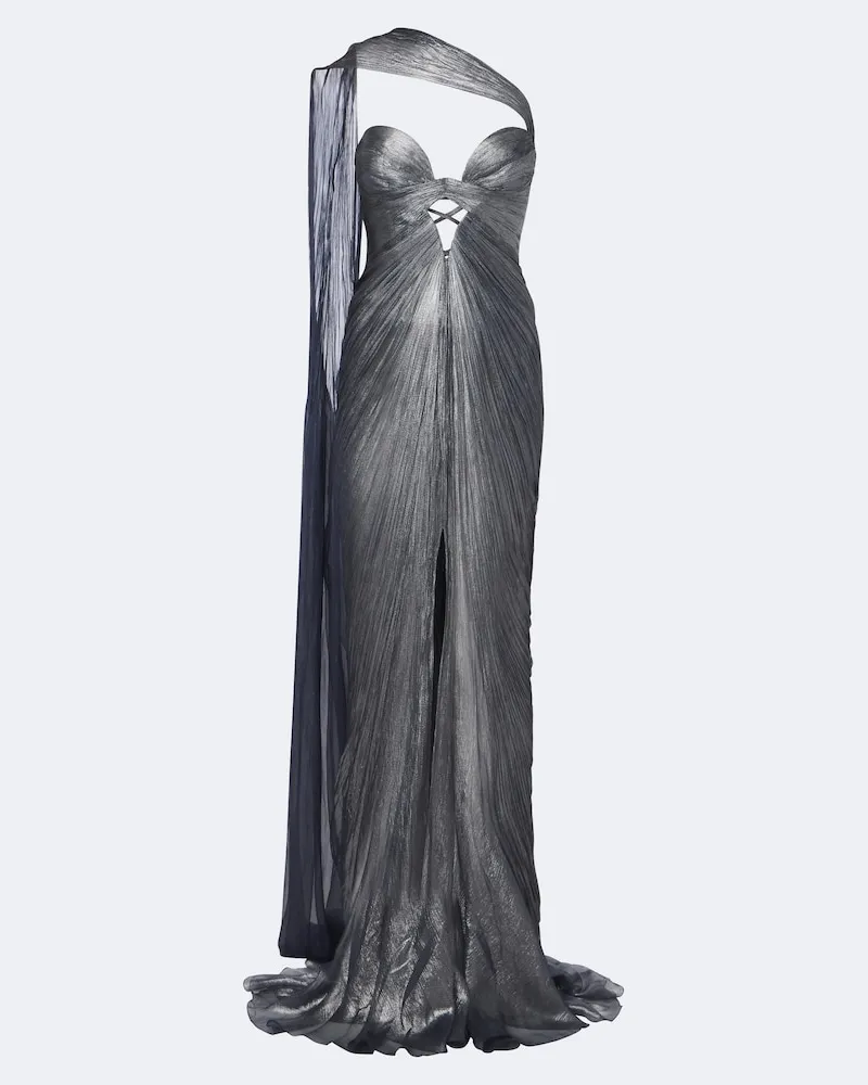 Maria Lucia Hohan One-Shoulder-Robe Morgan aus Seide Blau