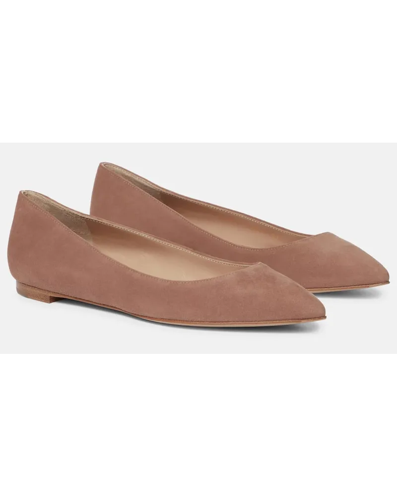 Gianvito Rossi Ballerinas aus Veloursleder Beige
