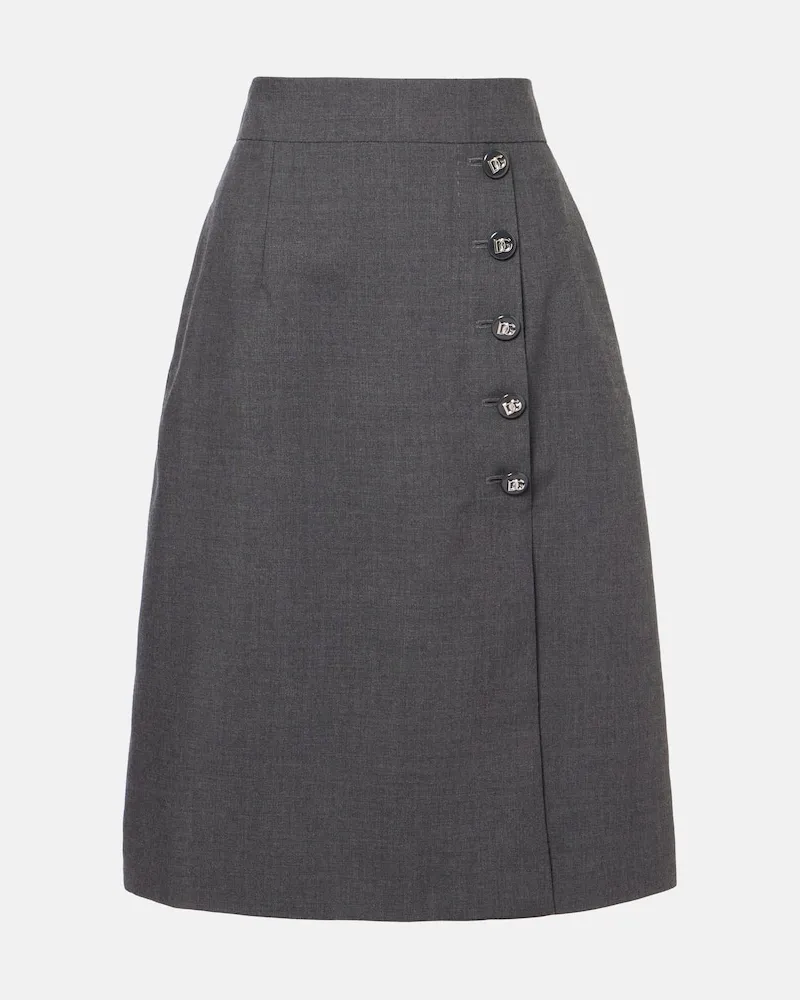 Dolce & Gabbana Midirock aus Schurwolle Grau