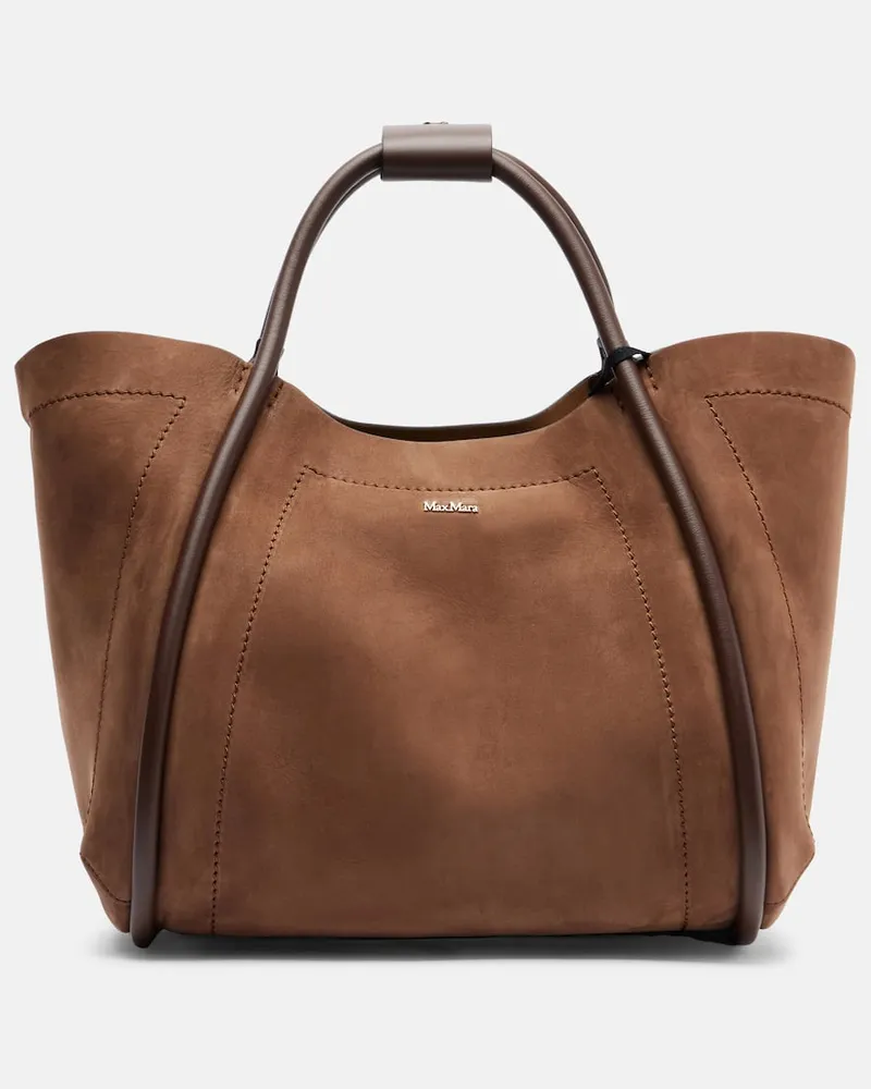 Max Mara Tote Bag Marine Small aus Veloursleder Braun