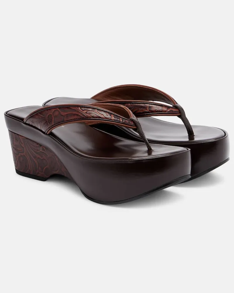 Dries van Noten Plateausandalen aus Leder Braun