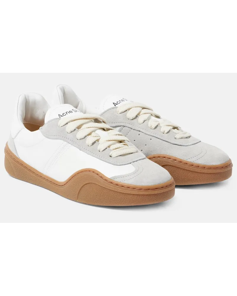 Acne Studios Sneakers aus Leder und Veloursleder Weiss