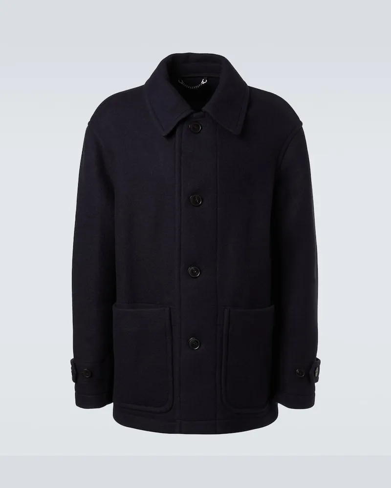 Dries van Noten Mantel aus Wolle und Baumwolle Blau