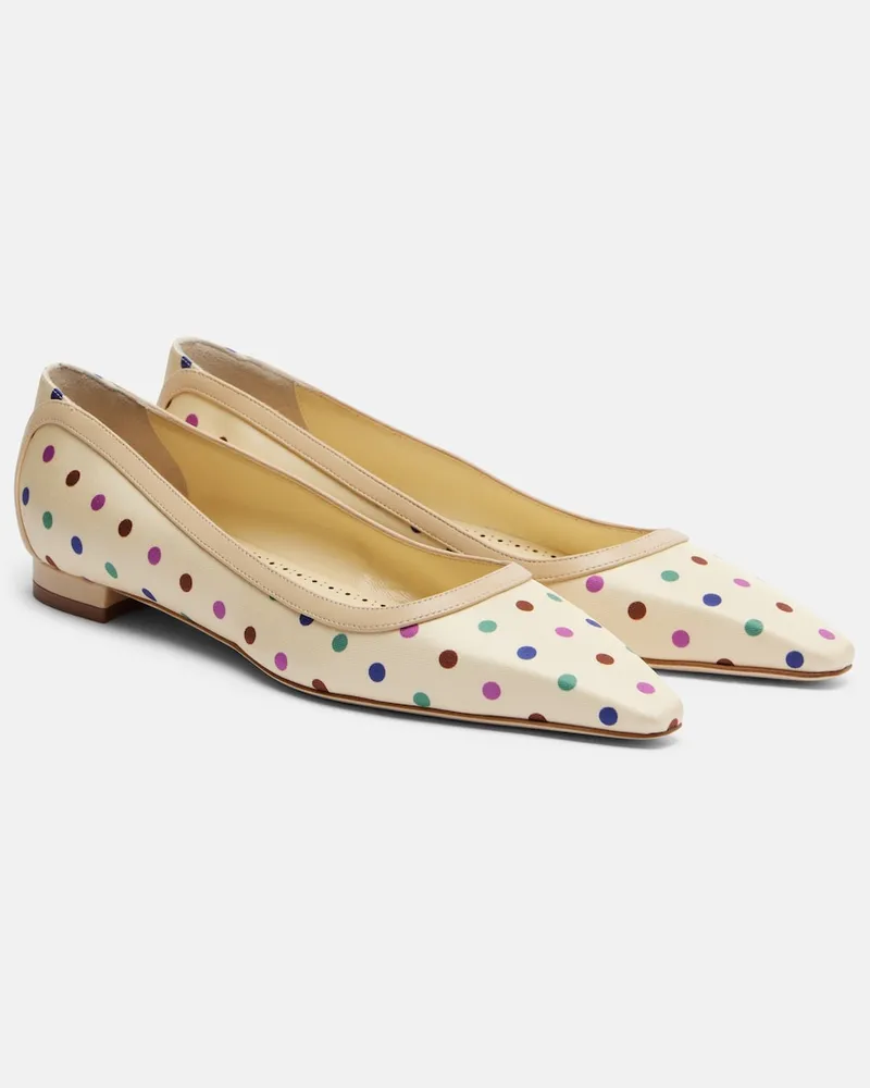 Manolo Blahnik Ballerinas Filotas mit Lederbesatz Weiß