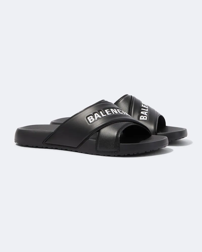 Balenciaga Pantoletten Sporty Pool Schwarz