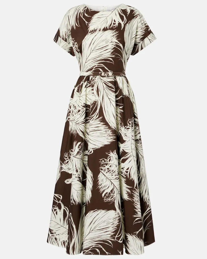 Oscar de la Renta Midikleid aus Popeline Braun