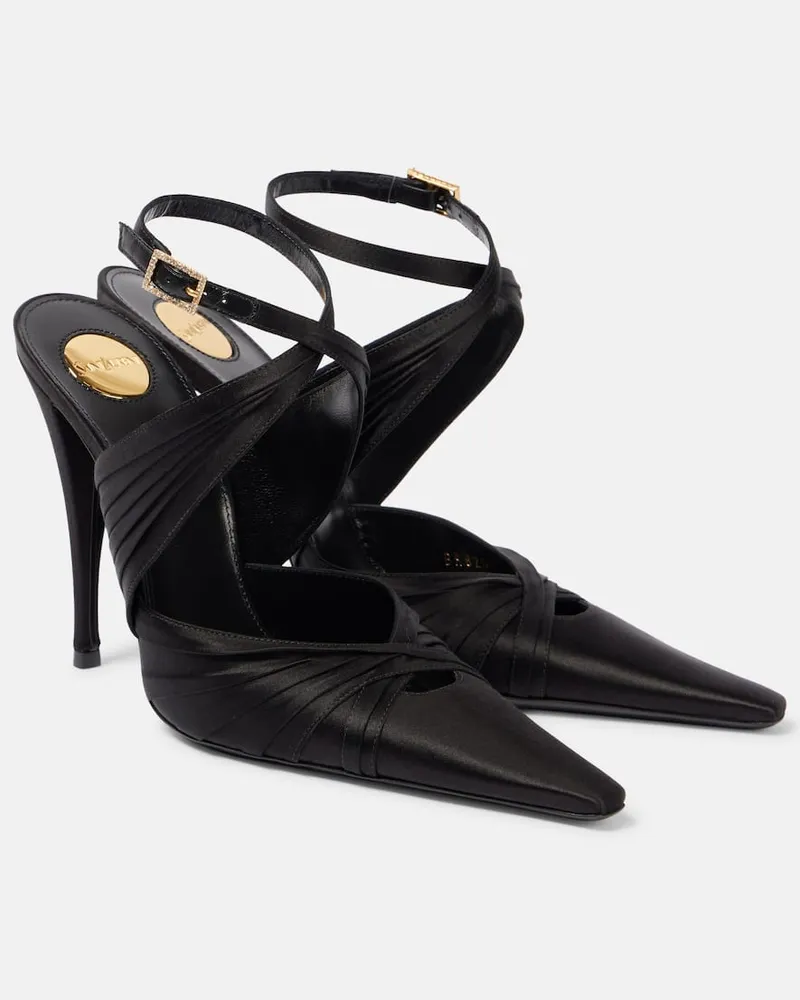 Saint Laurent Pumps Véronique 110 aus Satin Schwarz