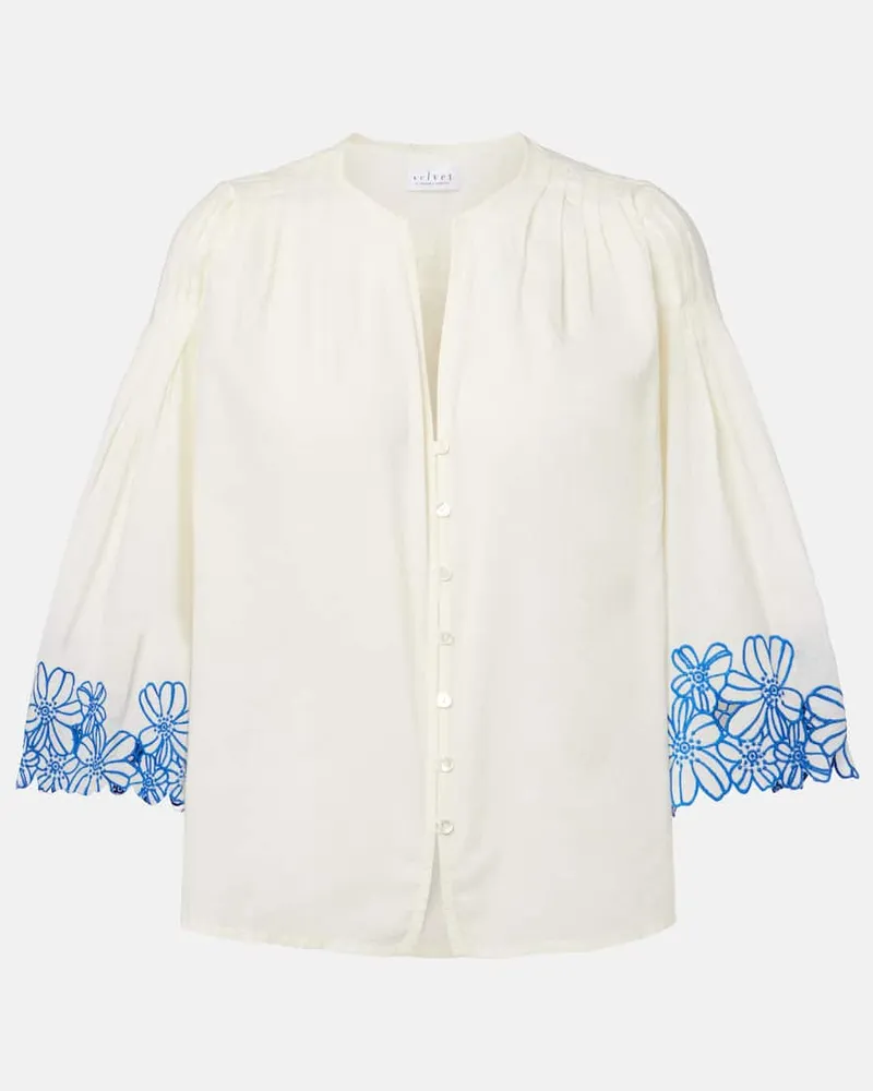 Velvet Bestickte Bluse Blake aus Baumwolle Weiß