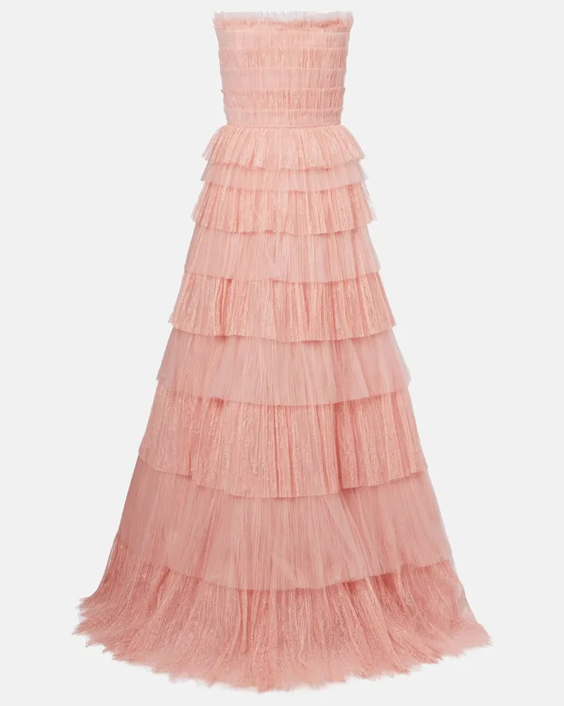 COSTARELLOS Robe Trissa aus Tüll und Spitze Pink