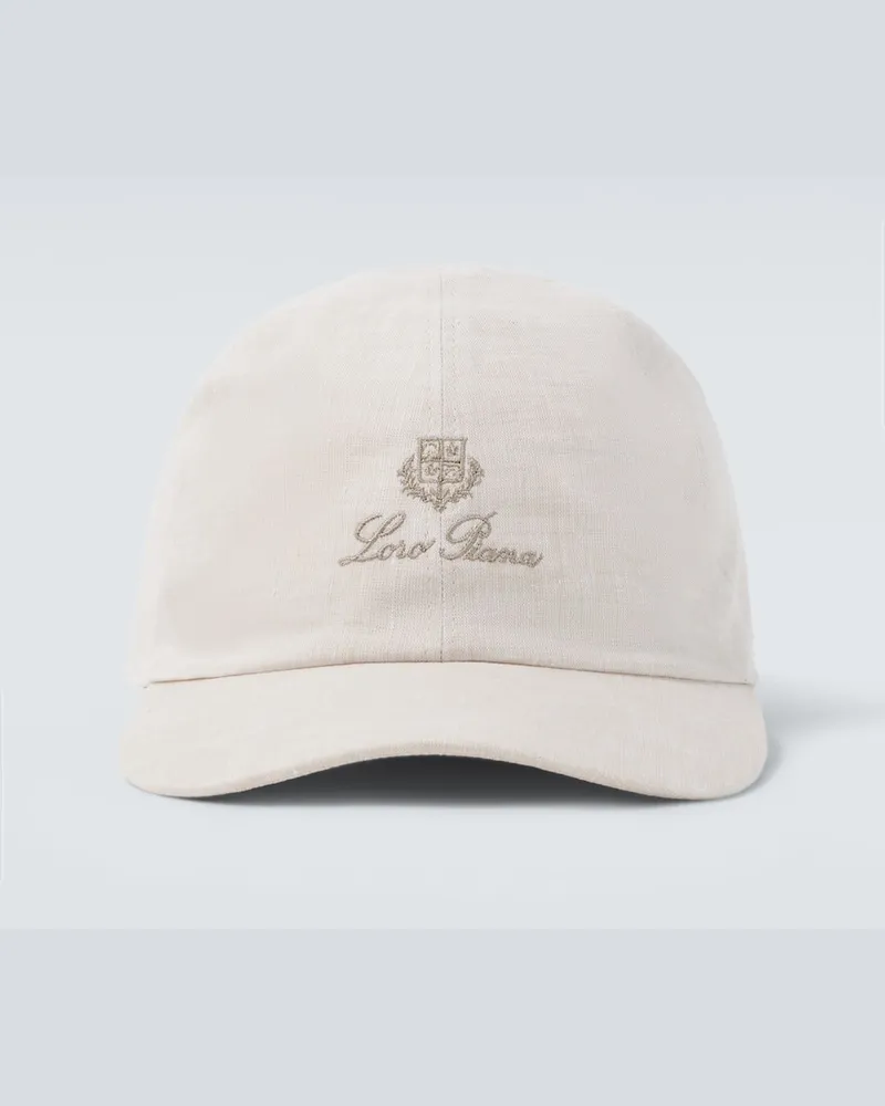Loro Piana Baseballcap aus Leinen Grau