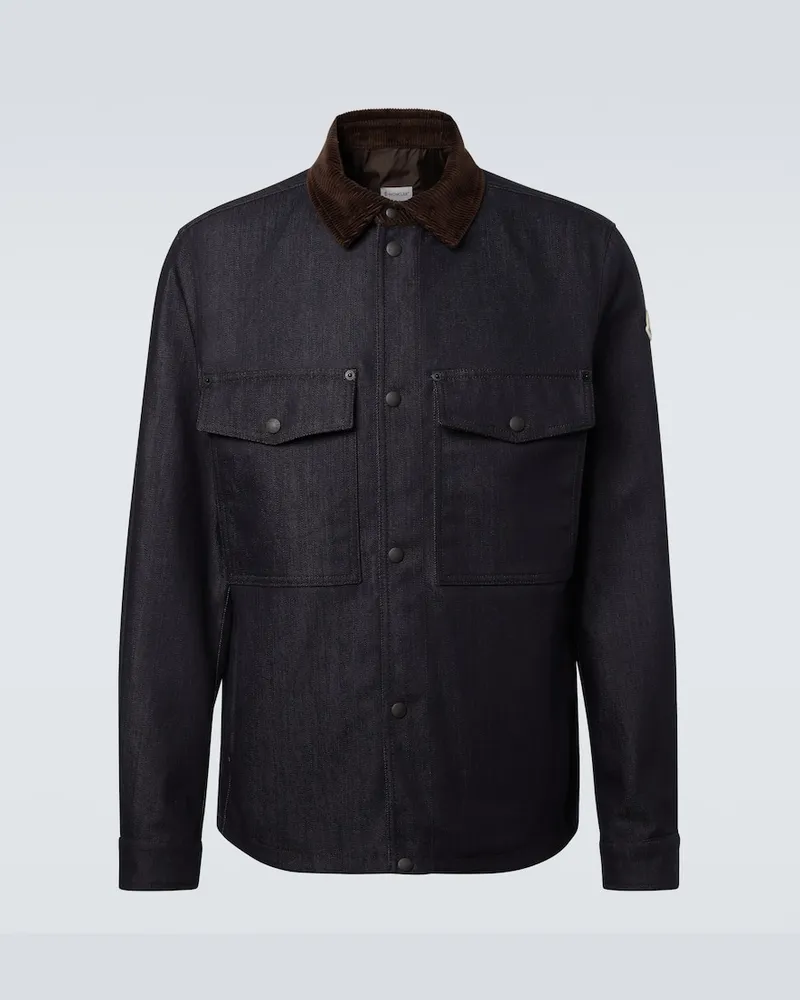 Moncler Hemdjacke aus Denim mit Cord Blau