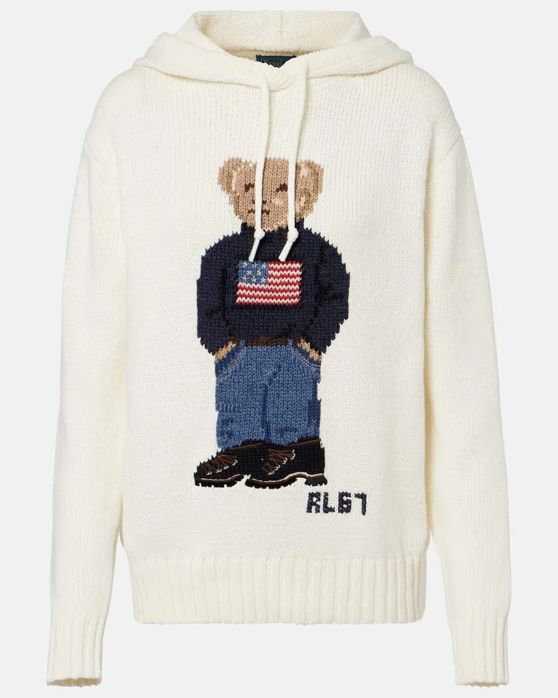 Ralph Lauren Hoodie Polo Bear aus Baumwolle und Leinen Weiß