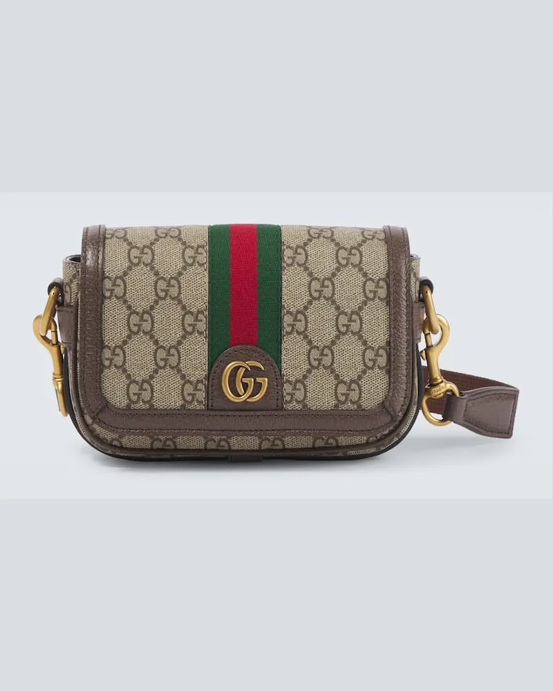 Gucci Messenger Bag Ophidia Super Mini aus Canvas Multicolor