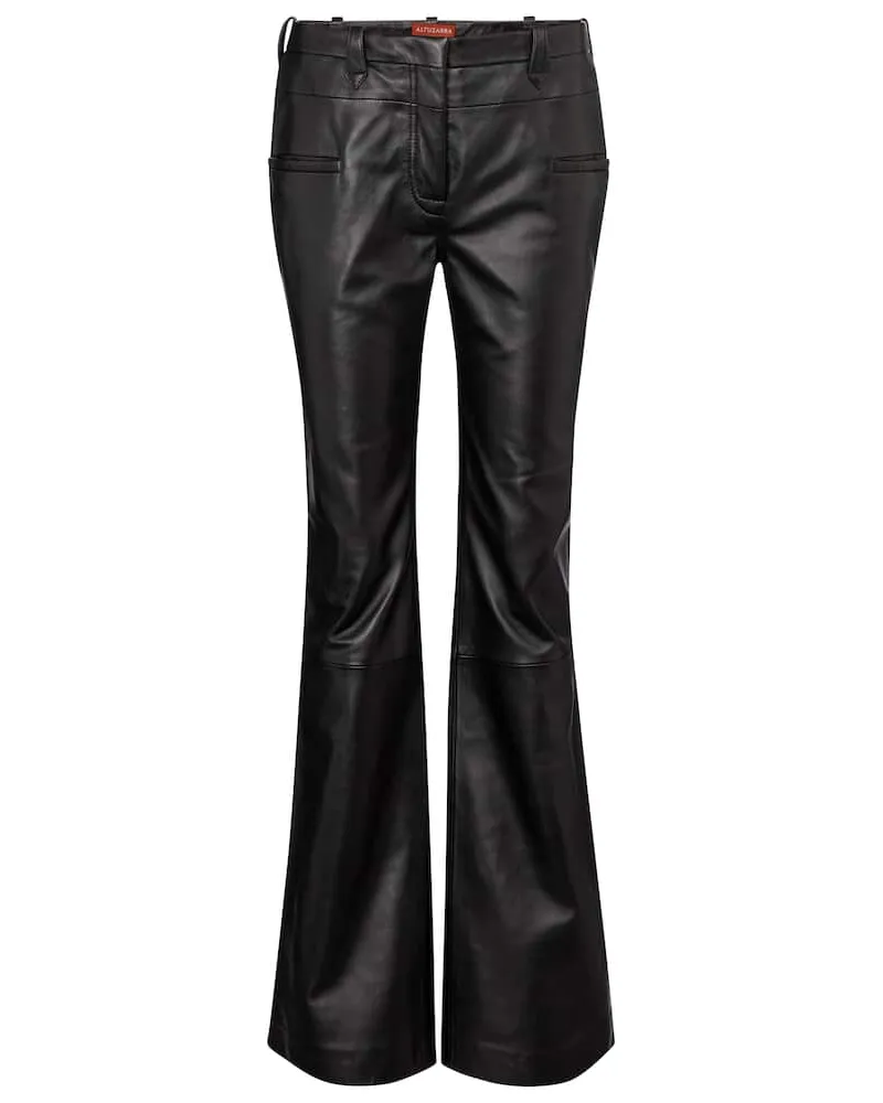 Altuzarra Mid-Rise-Hose Serge aus Leder Schwarz