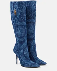 Versace Stiefel Barocco aus Jacquard Blau