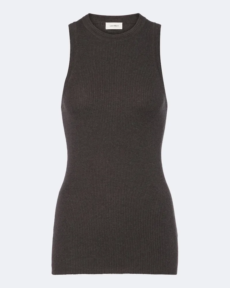 Lisa Yang Tanktop Amya aus Baumwolle und Kaschmir Braun