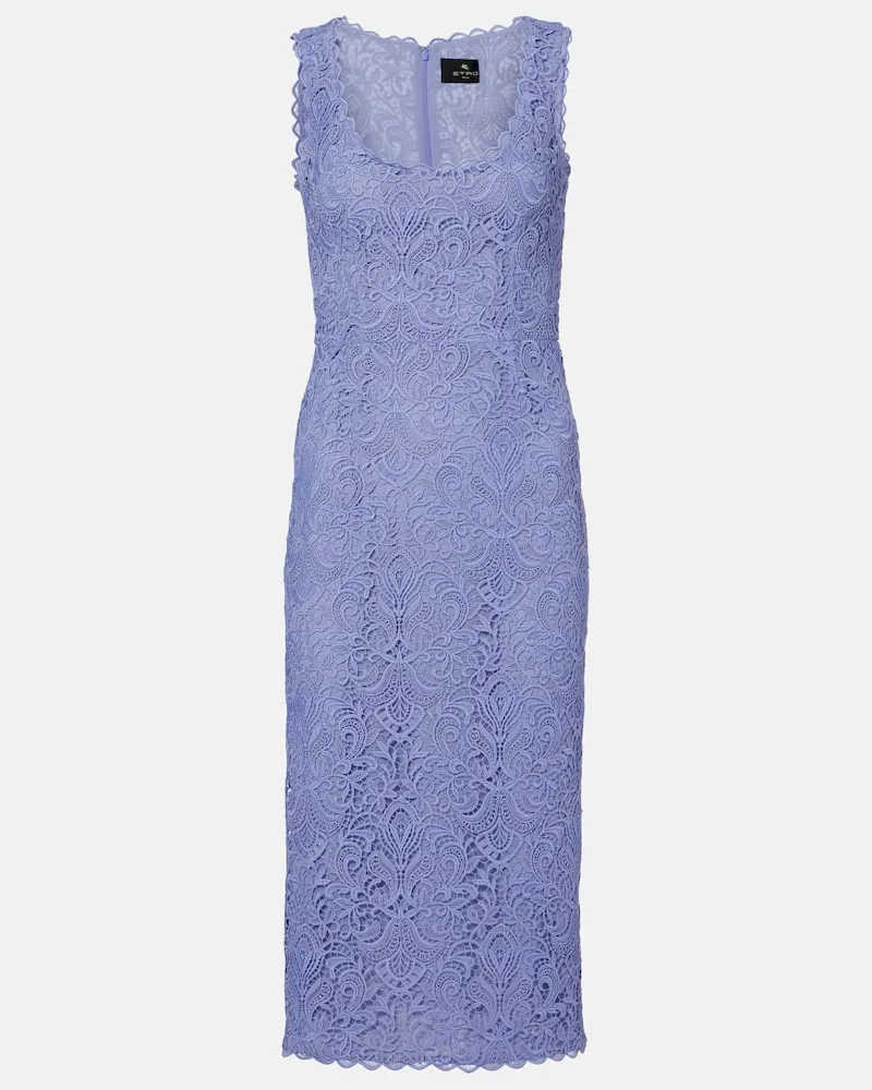 Etro Midikleid aus Makramee Violett