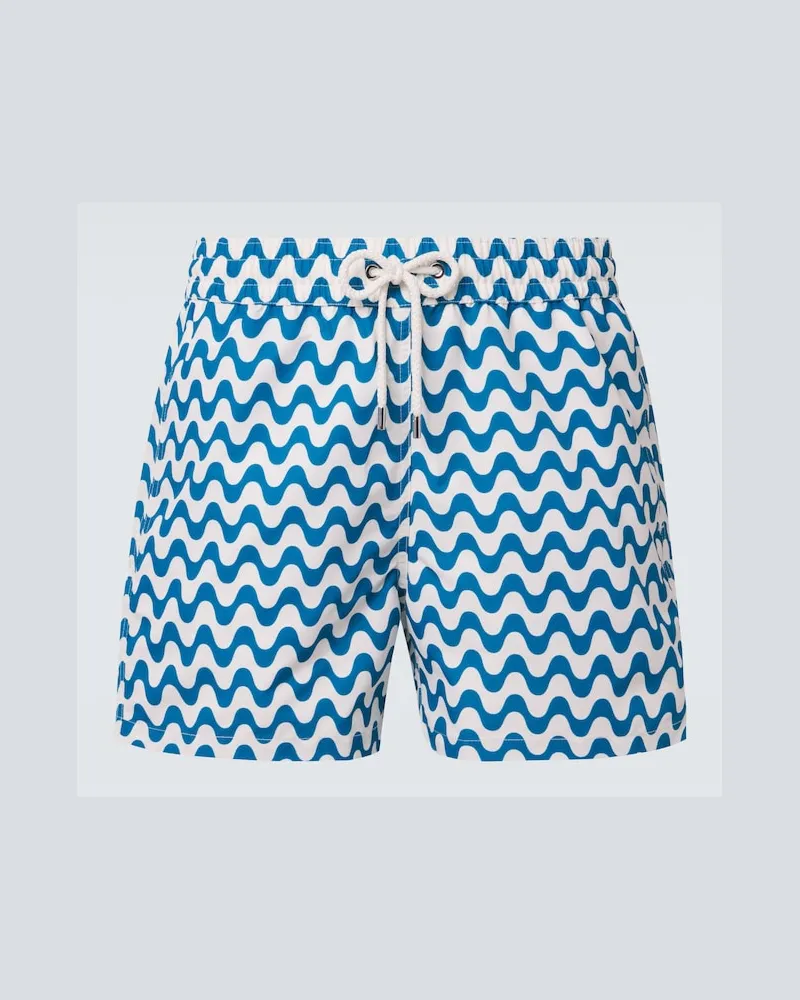 Frescobol Carioca Bedruckte Badeshorts Santos Blau
