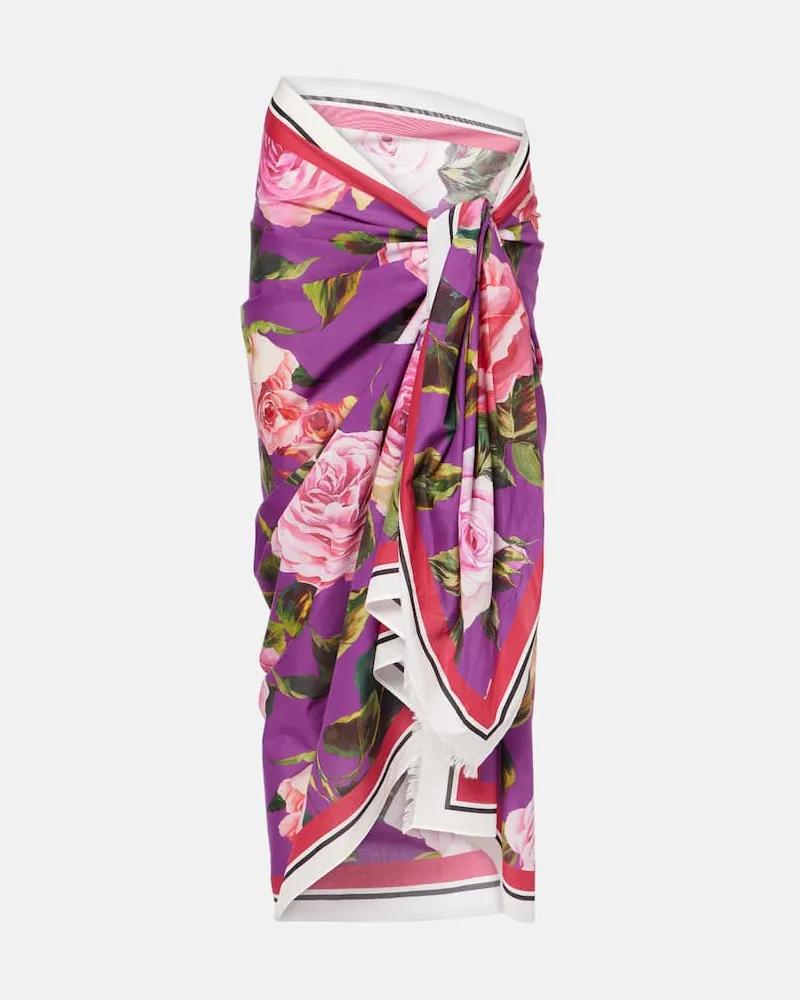 Dolce & Gabbana Bedruckter Pareo aus Baumwolle Multicolor