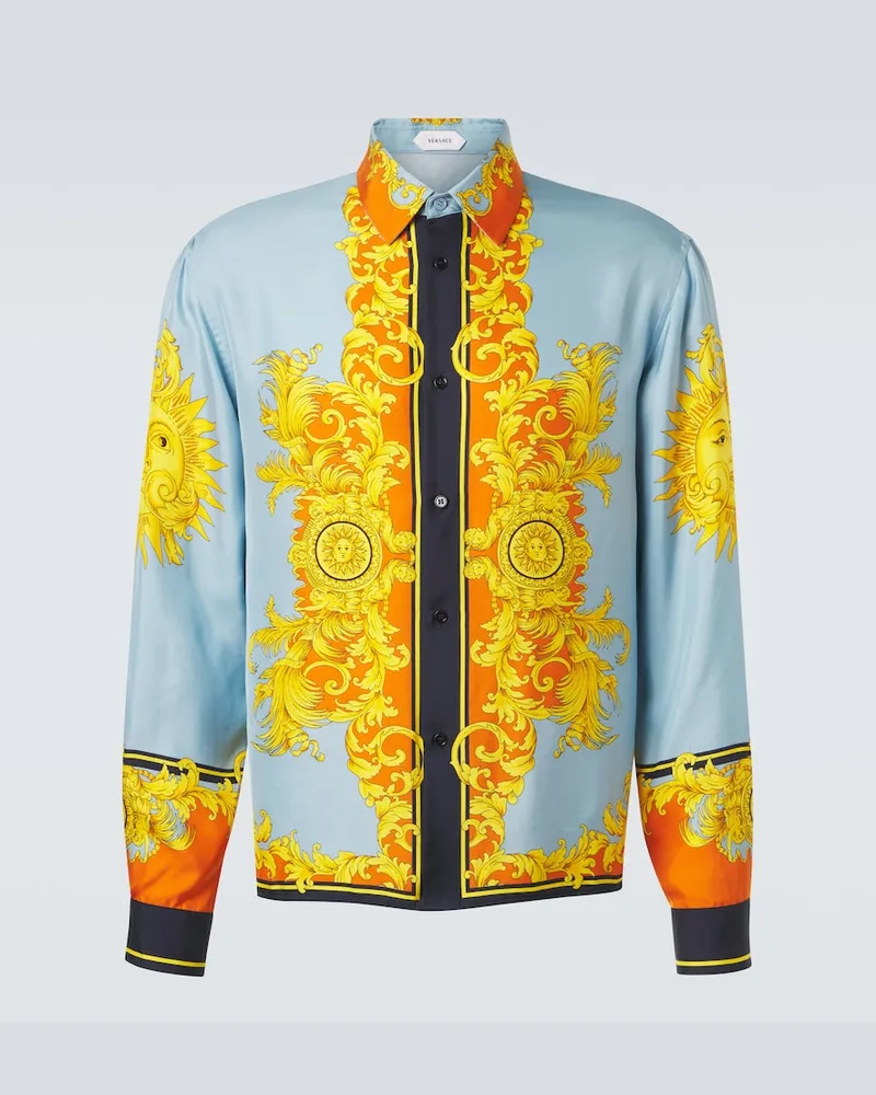 Versace Bedrucktes Hemd aus Seide Multicolor