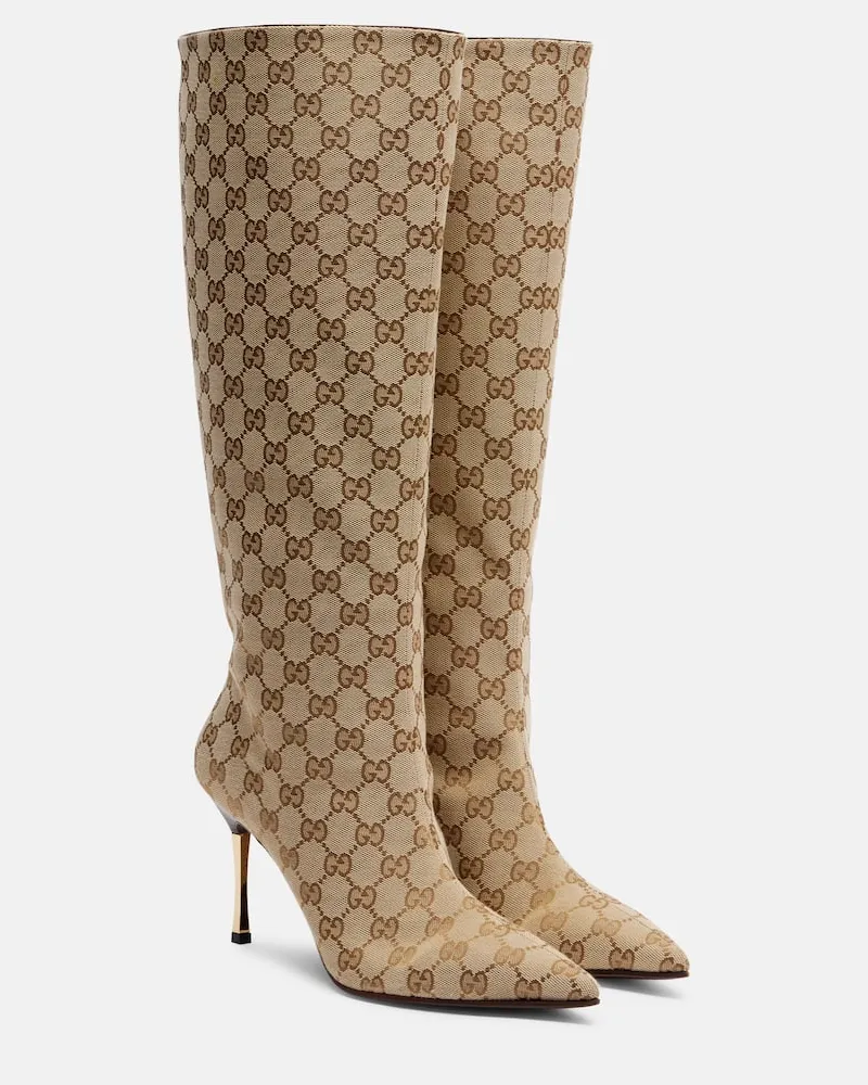 Gucci Stiefel Bombshell GG aus Canvas Beige