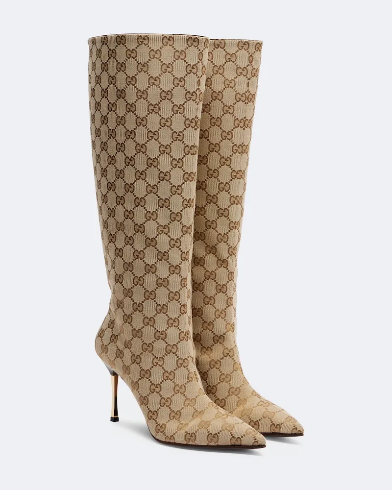 Gucci Stiefel Bombshell GG aus Canvas Beige