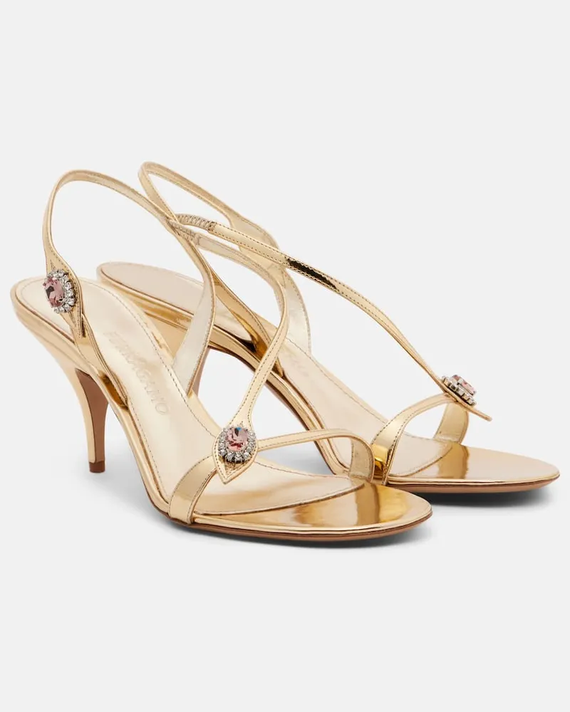 Ferragamo Sandalen Sibilla 70 aus Metallic-Leder Gold