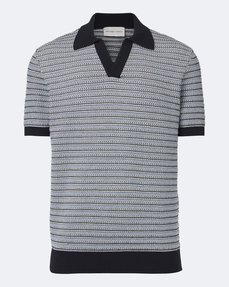 Frescobol Carioca Poloshirt Rino aus Baumwolle und Kaschmir Blau