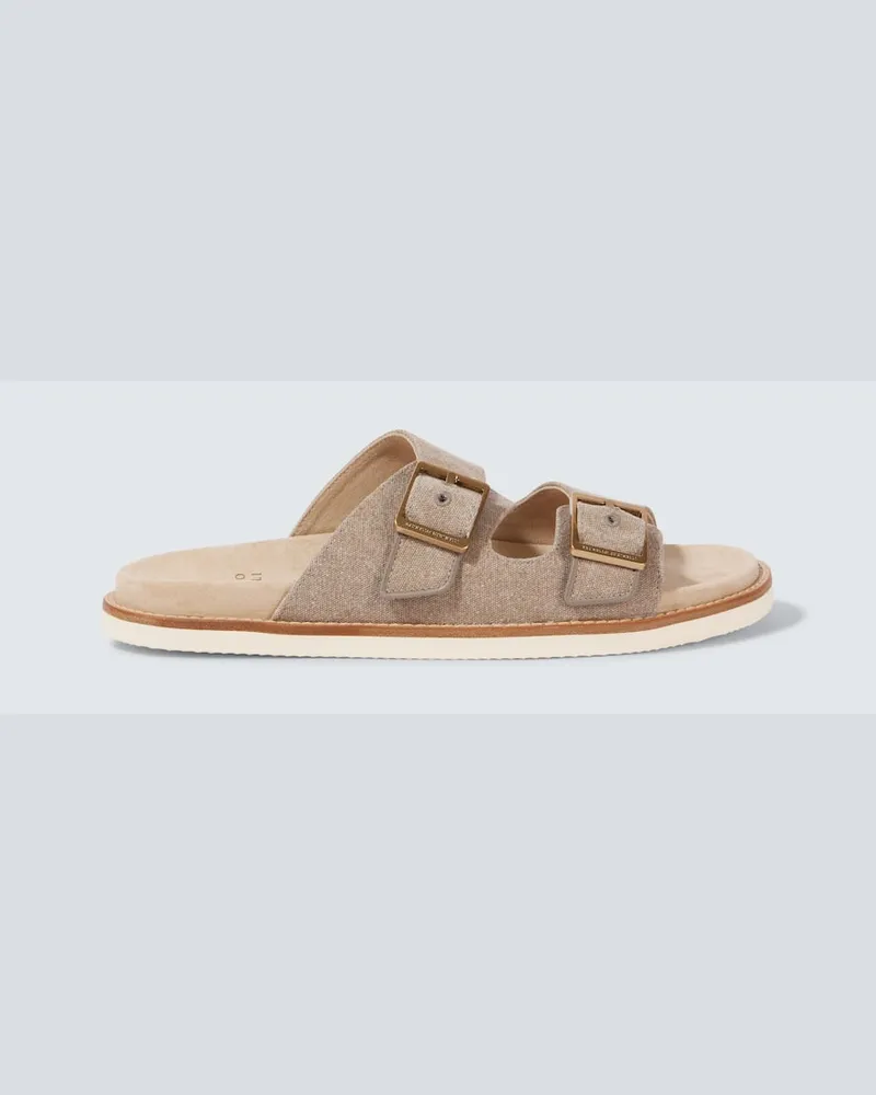 Brunello Cucinelli Sandalen aus Canvas Beige