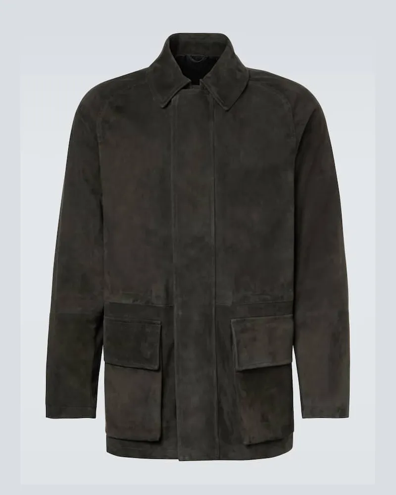 SAMAN AMEL Jacke City aus Veloursleder Grau