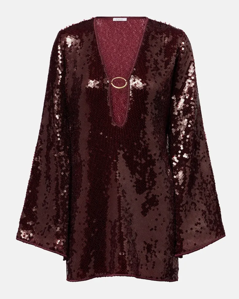 Oséree Oséree Kaftan Marylin mit Pailletten Burgunderrot