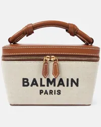 Balmain Schultertasche B-Army aus Canvas mit Leder Beige