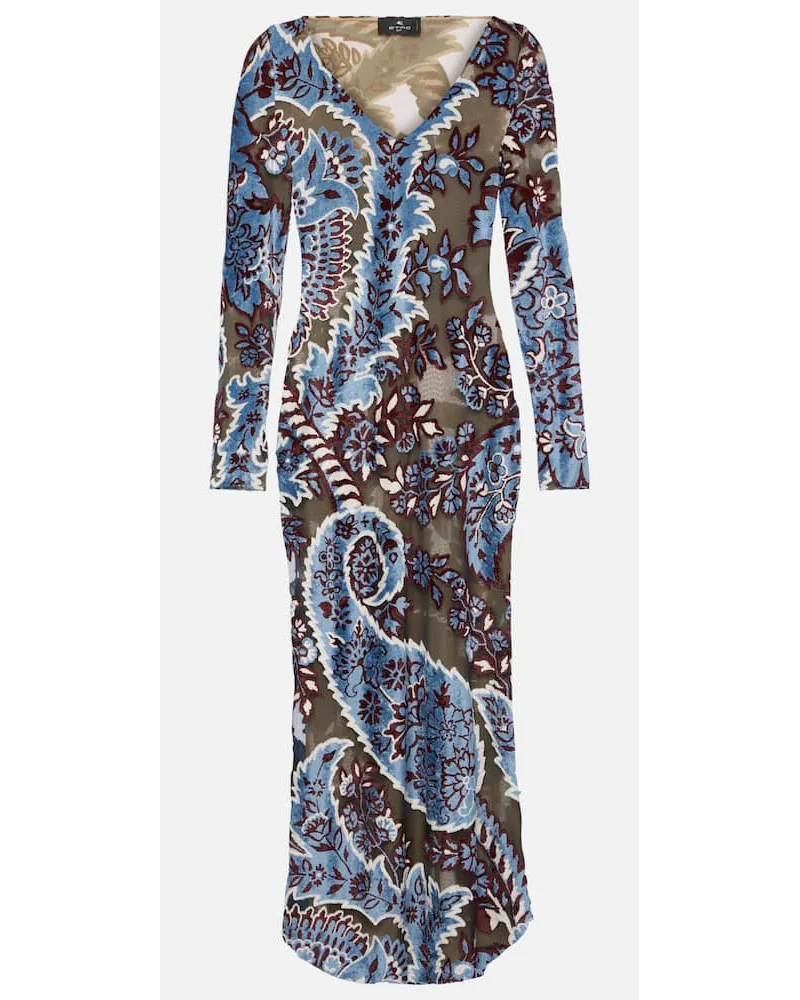 Etro Bedrucktes Midikleid Blau