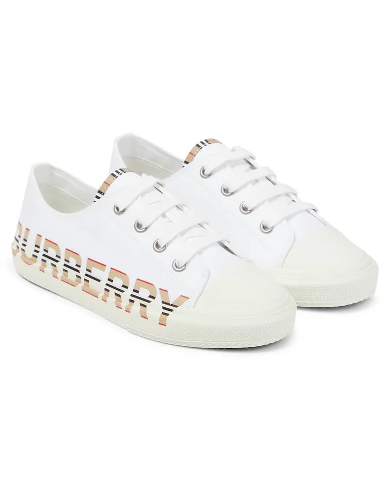 Burberry Sneakers aus Baumwoll-Gabardine Weiß