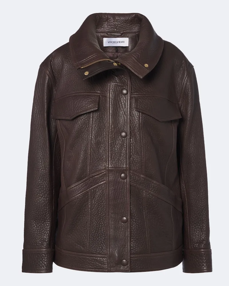 Veronica Beard Lederjacke Silversmith Braun
