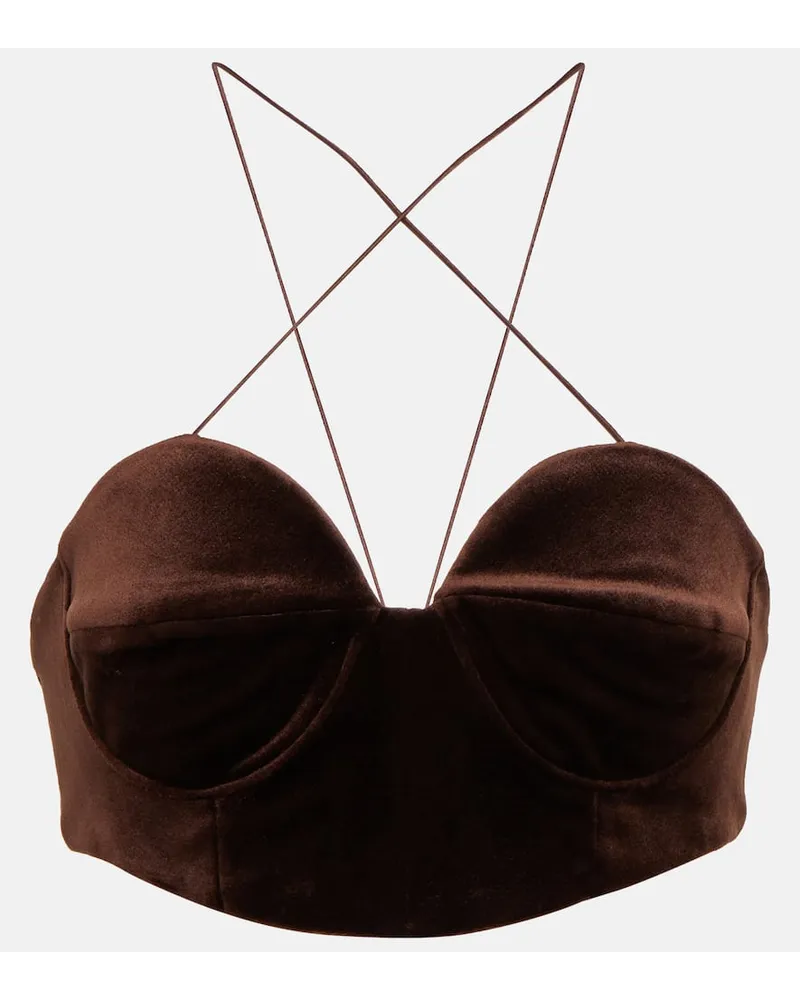 Alex Perry Bralette aus Samt Braun
