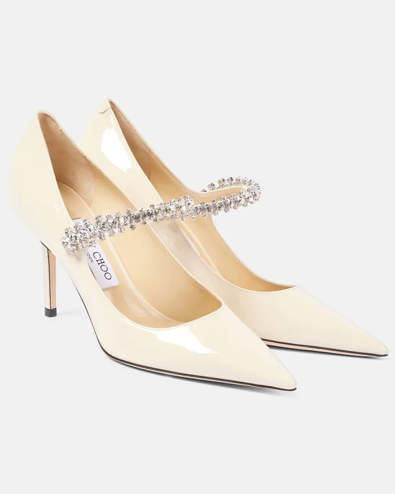 Jimmy Choo Verzierte Pumps Bing aus Lackleder Weiß