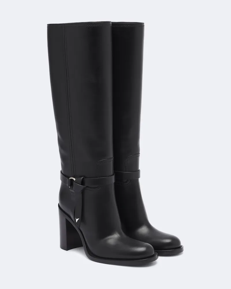 Fendi Kniehohe Stiefel aus Leder Schwarz