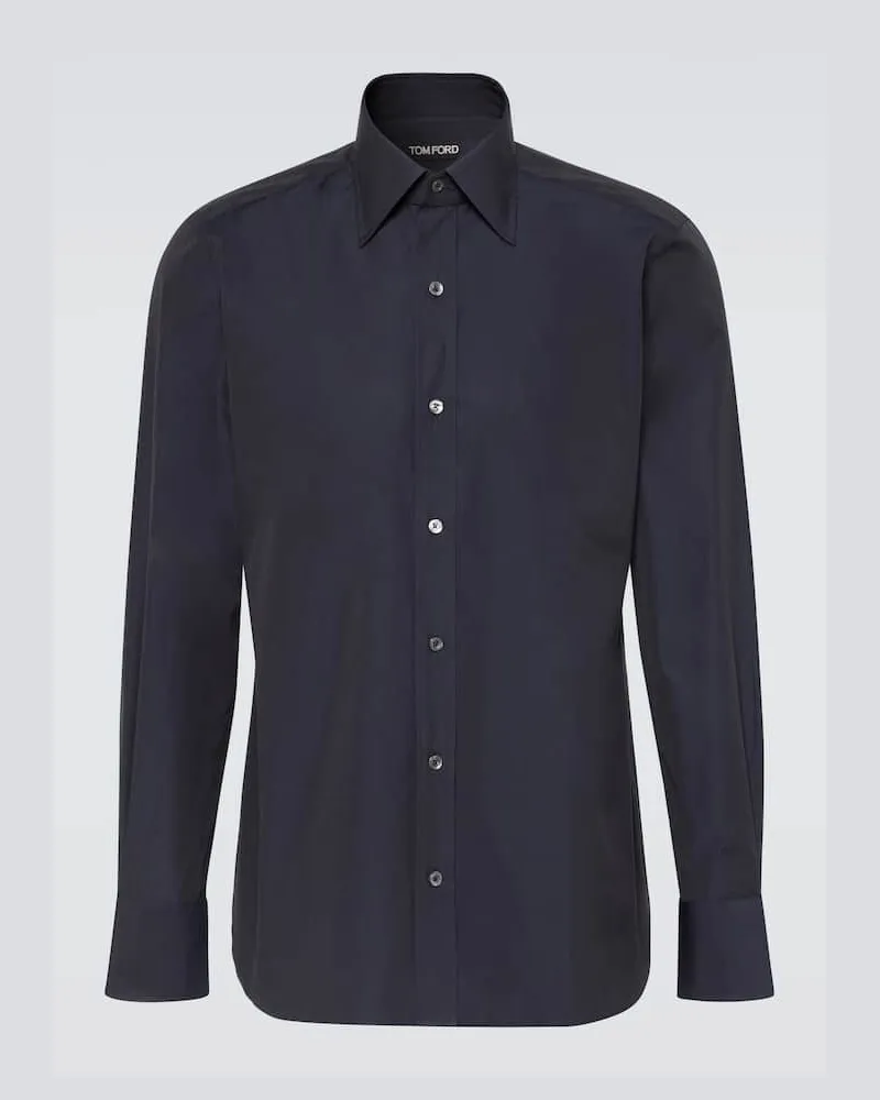 Tom Ford Hemd aus Baumwollpopeline Blau