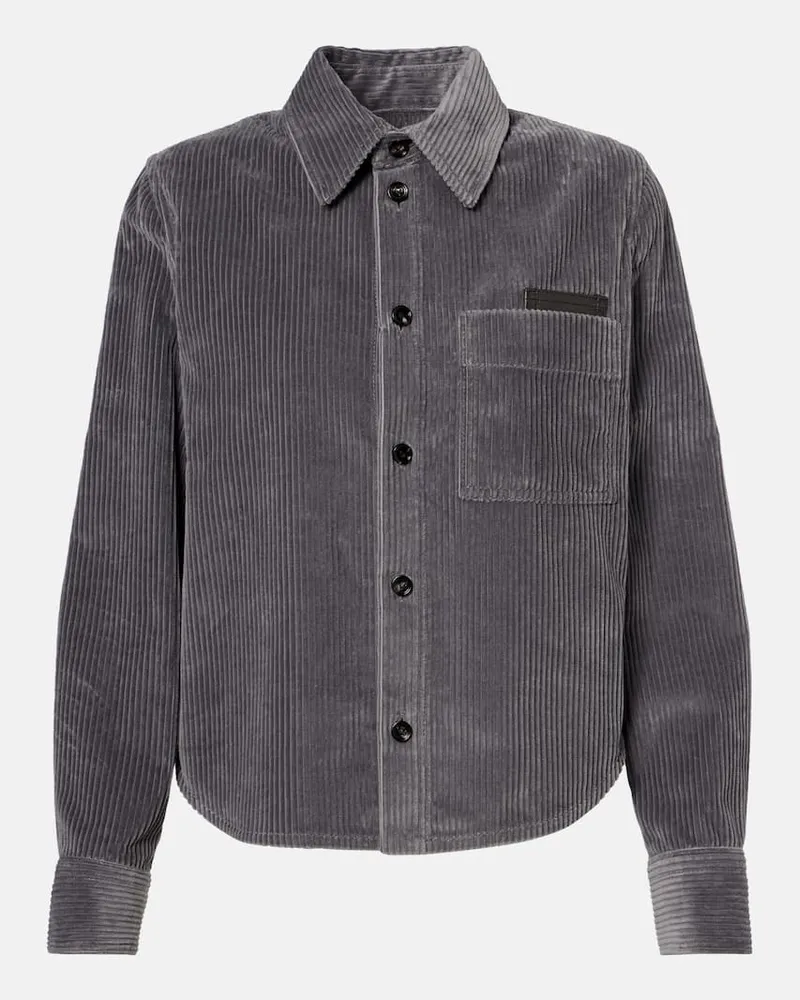 Bottega Veneta Hemd aus Baumwoll-Cord Grau