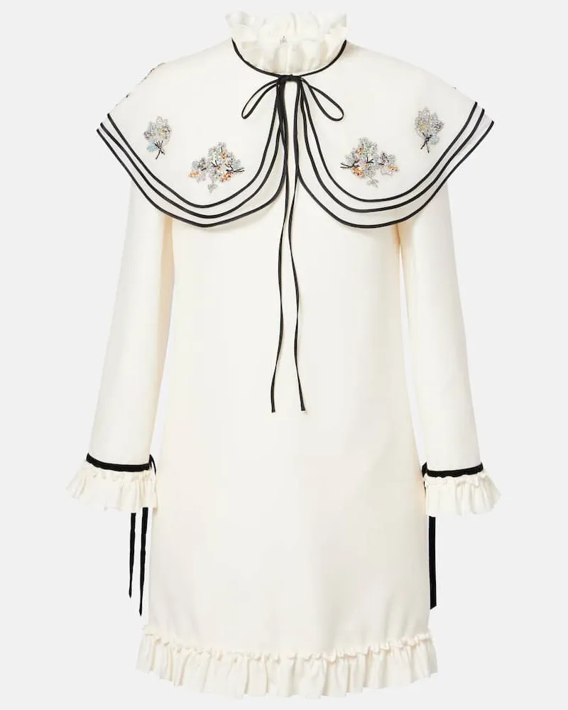 Valentino Garavani Besticktes Minikleid aus Crepe Couture Weiß