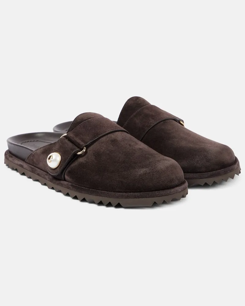 Jimmy Choo Slippers Fayence aus Veloursleder Braun
