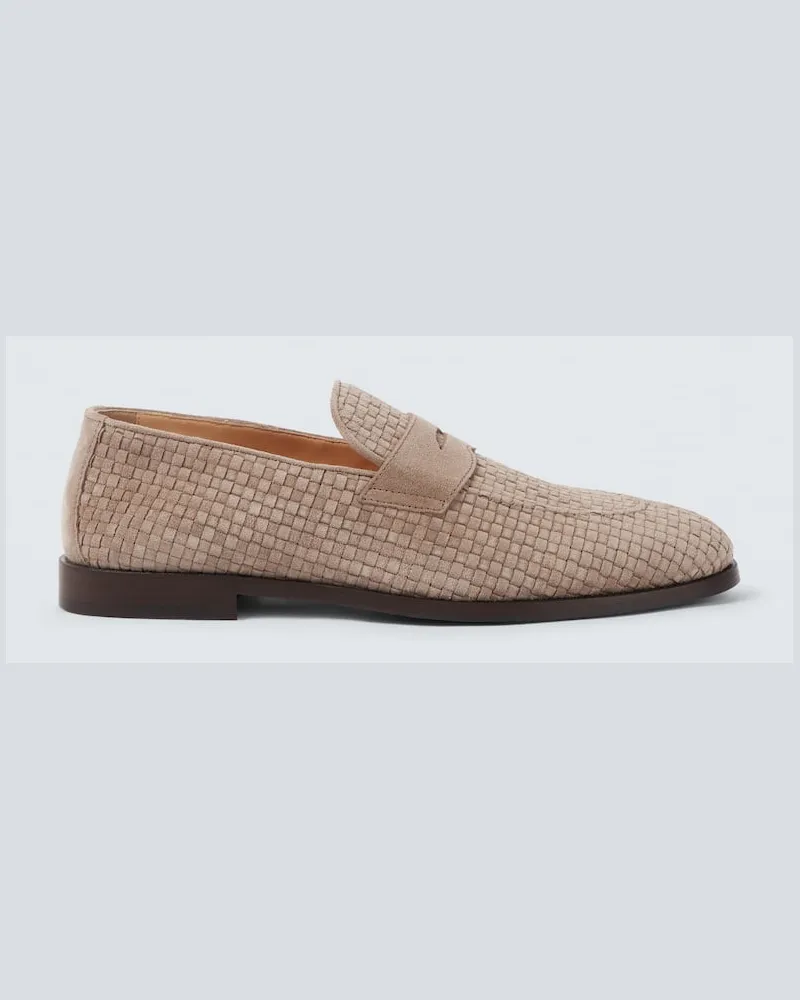 Brunello Cucinelli Loafers aus Veloursleder Beige